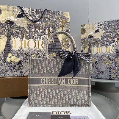 Wholesale Luxury Dior Book Tote Medium Gray Dior Oblique Embroidery M1296Zriw_M932