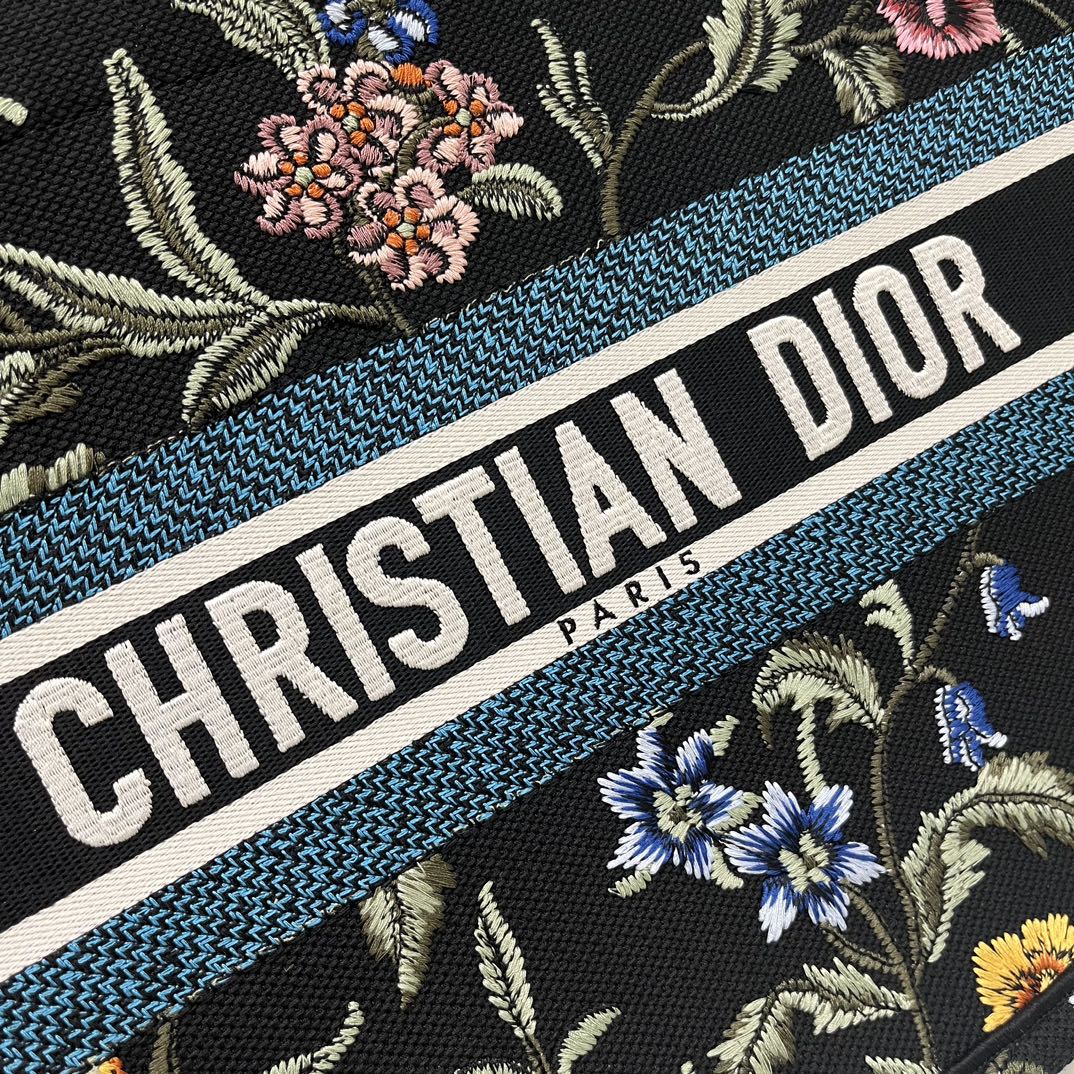 Wholesale Luxury Dior Book Tote Medium Black Multicolor Dior Petites Fleurs Embroidery M1296Zeau_M911 - Image 6