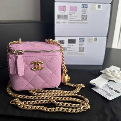 Alternative view of Wholesale Luxury Chanel Clutch With Chain Grained Calfskin  Gold-Tone Metal Pink Ap3203
