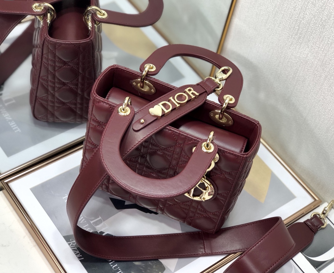 Wholesale Luxury Dior Medium Lady Dior Bag Cherry Red Patent Cannage Calfskin M0565Owcb_M323 - Image 8