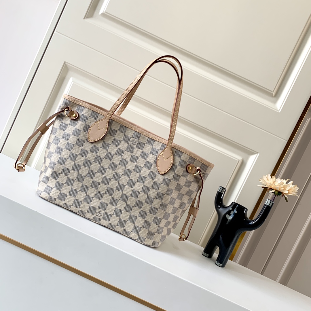 Wholesale Luxury Louis Vuitton Damier Azur Neverfull Pink Pm/Mm/Gm M41603