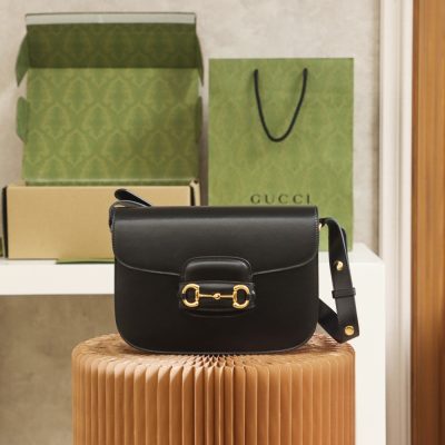 Wholesale Luxury Gucci Horsebit 1955 Shoulder Bag 602204 Black Leather