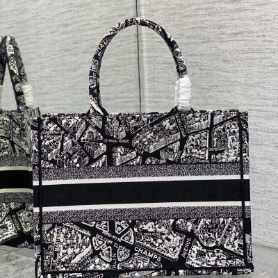 Alternative view of Wholesale Luxury Dior Book Tote Medium Black And White Plan De Paris Embroidery M1286Zomp_M993