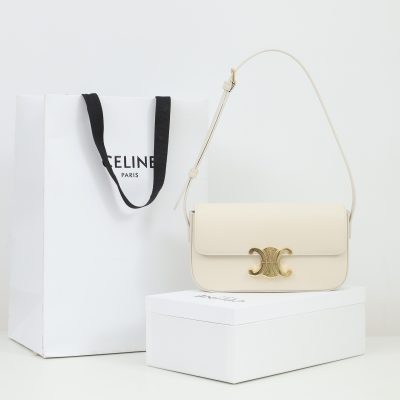 Wholesale Luxury Celine Shoulder Bag Triomphe In Shiny Calfskin Soft Yellow