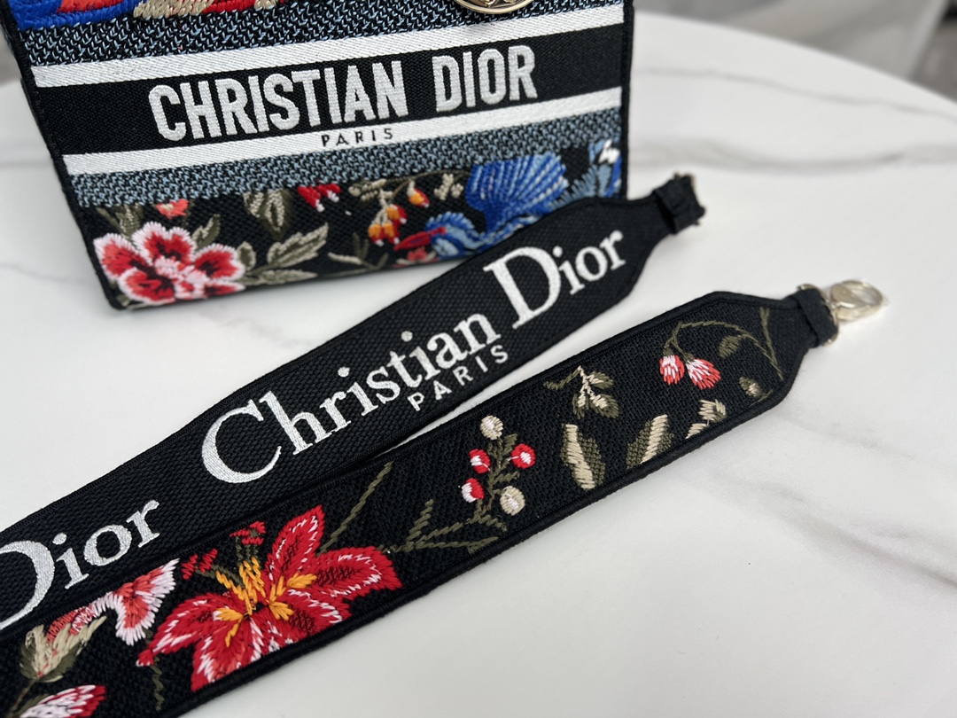 Wholesale Luxury Dior Small Lady D-Lite Bag Black Multicolor Dior Birds Embroidery M0565Oeao_M911 - Image 6