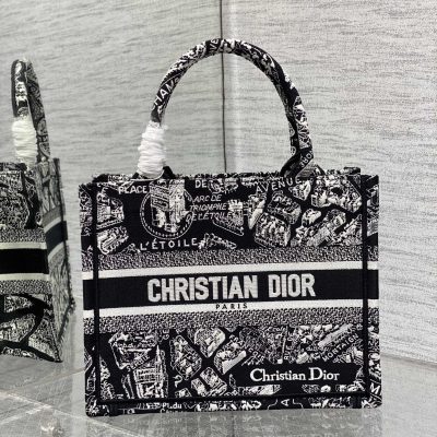 Wholesale Luxury Dior Book Tote Large Black And White Plan De Paris Embroidery M1265Zomp_M993