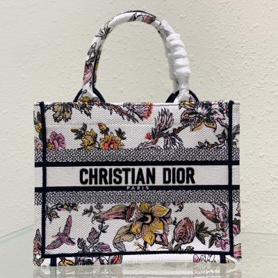 Wholesale Luxury Dior Book Tote Small White Multicolor Dior Jardin Botanique Embroidery M1265Zrzb_M884