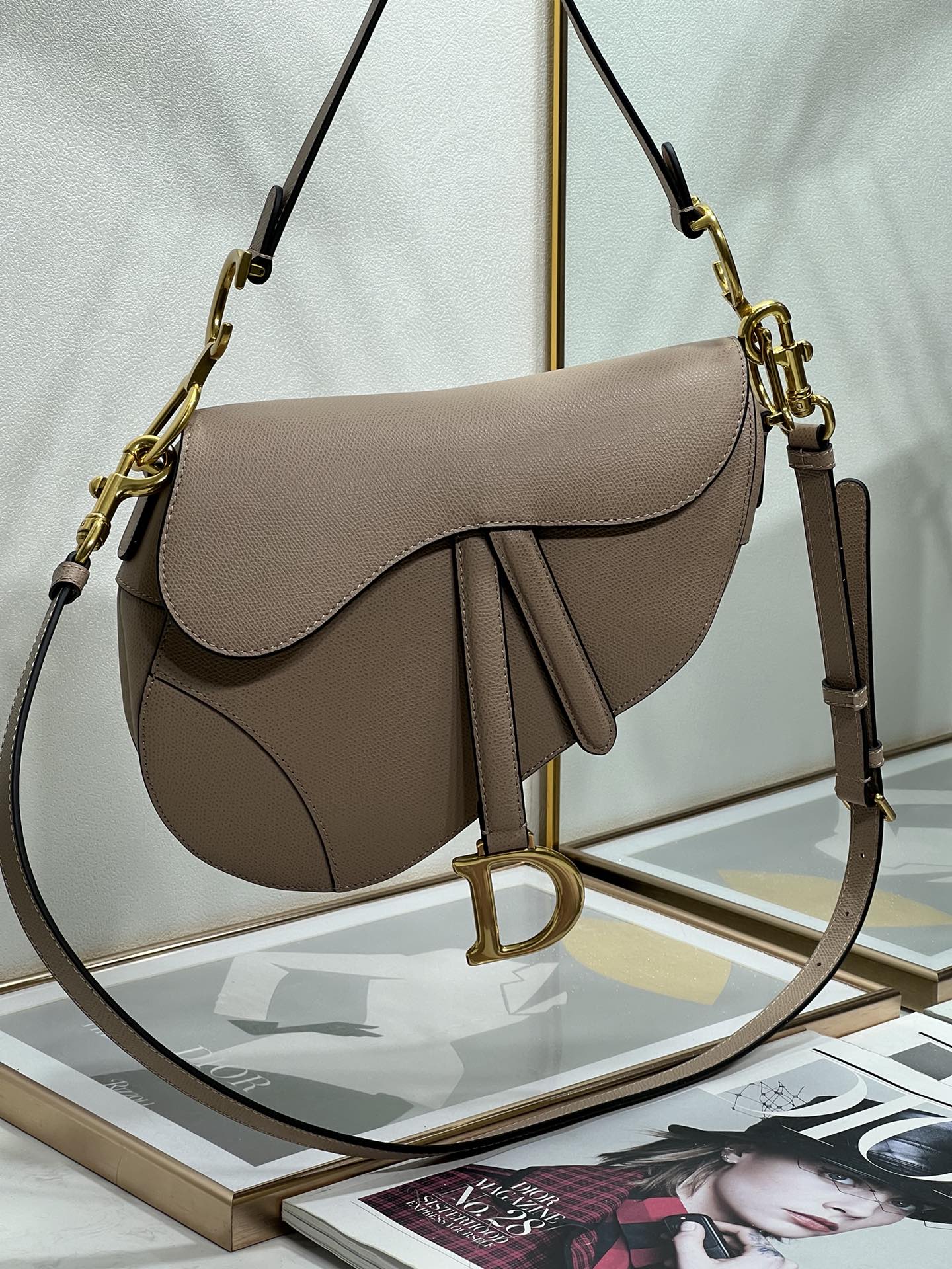 Wholesale Luxury Dior Saddle Bag Sand Pink Grained Calfskin M0455Cbaa_M84P - Image 8