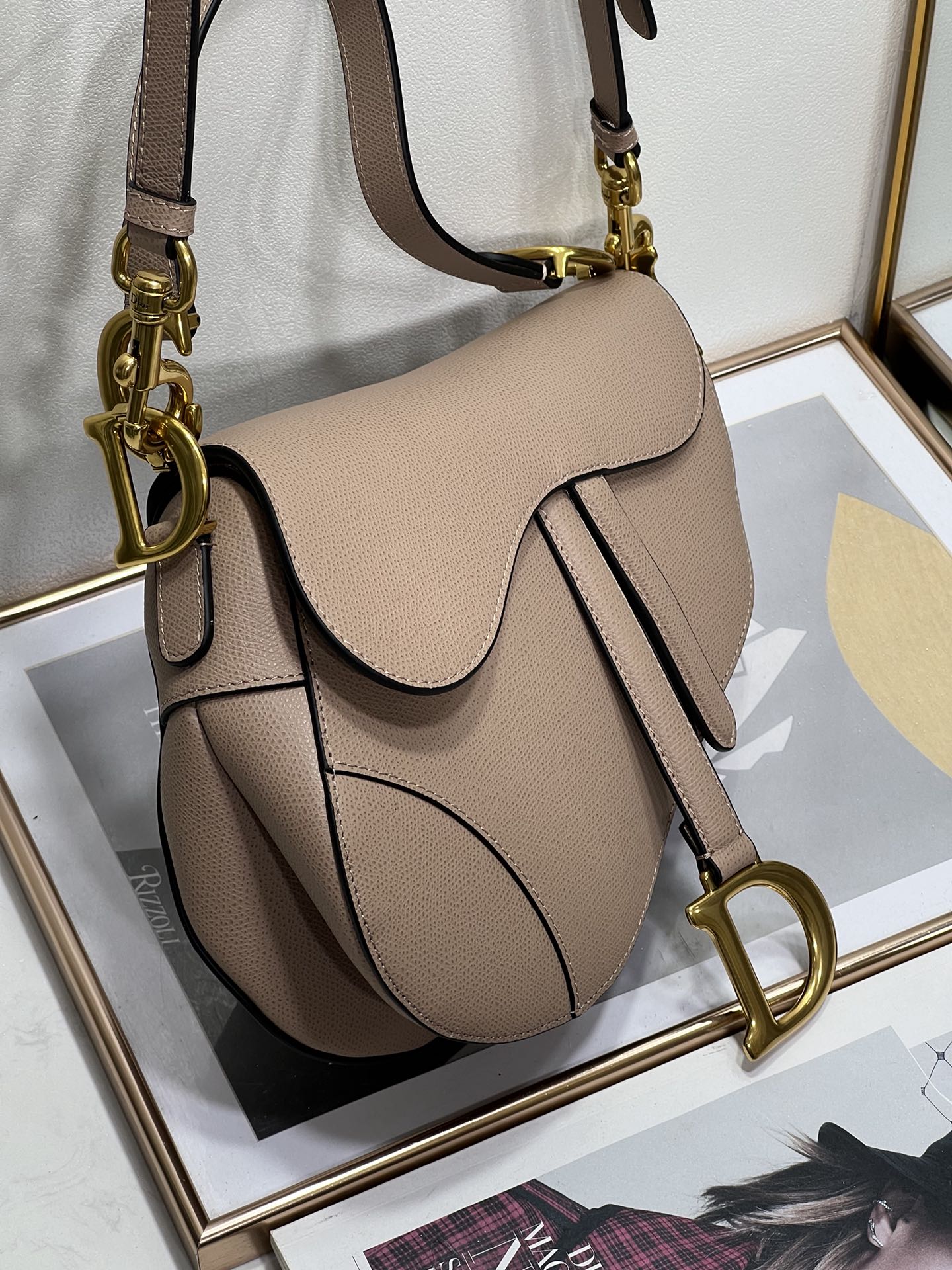 Wholesale Luxury Dior Saddle Bag Sand Pink Grained Calfskin M0455Cbaa_M84P - Image 7