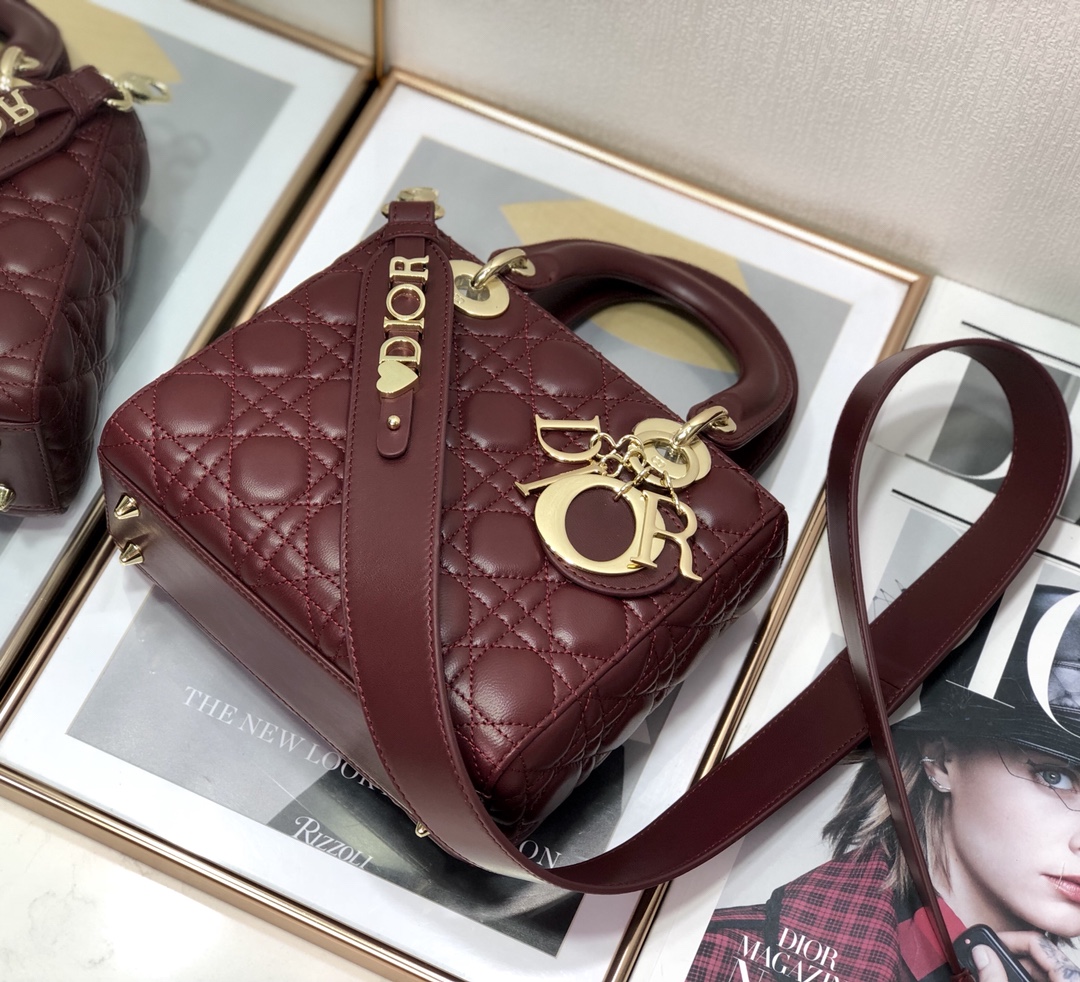 Wholesale Luxury Dior Medium Lady Dior Bag Cherry Red Patent Cannage Calfskin M0565Owcb_M323 - Image 5