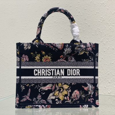 Wholesale Luxury Dior Book Tote Small Black Multicolor Dior Jardin Botanique Embroidery M1265Zrzb