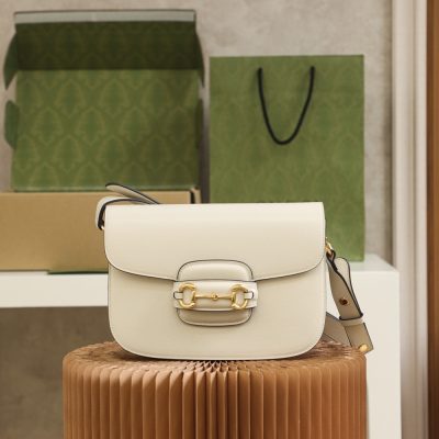 Wholesale Luxury Gucci Horsebit 1955 Shoulder Bag 602204 White Leather