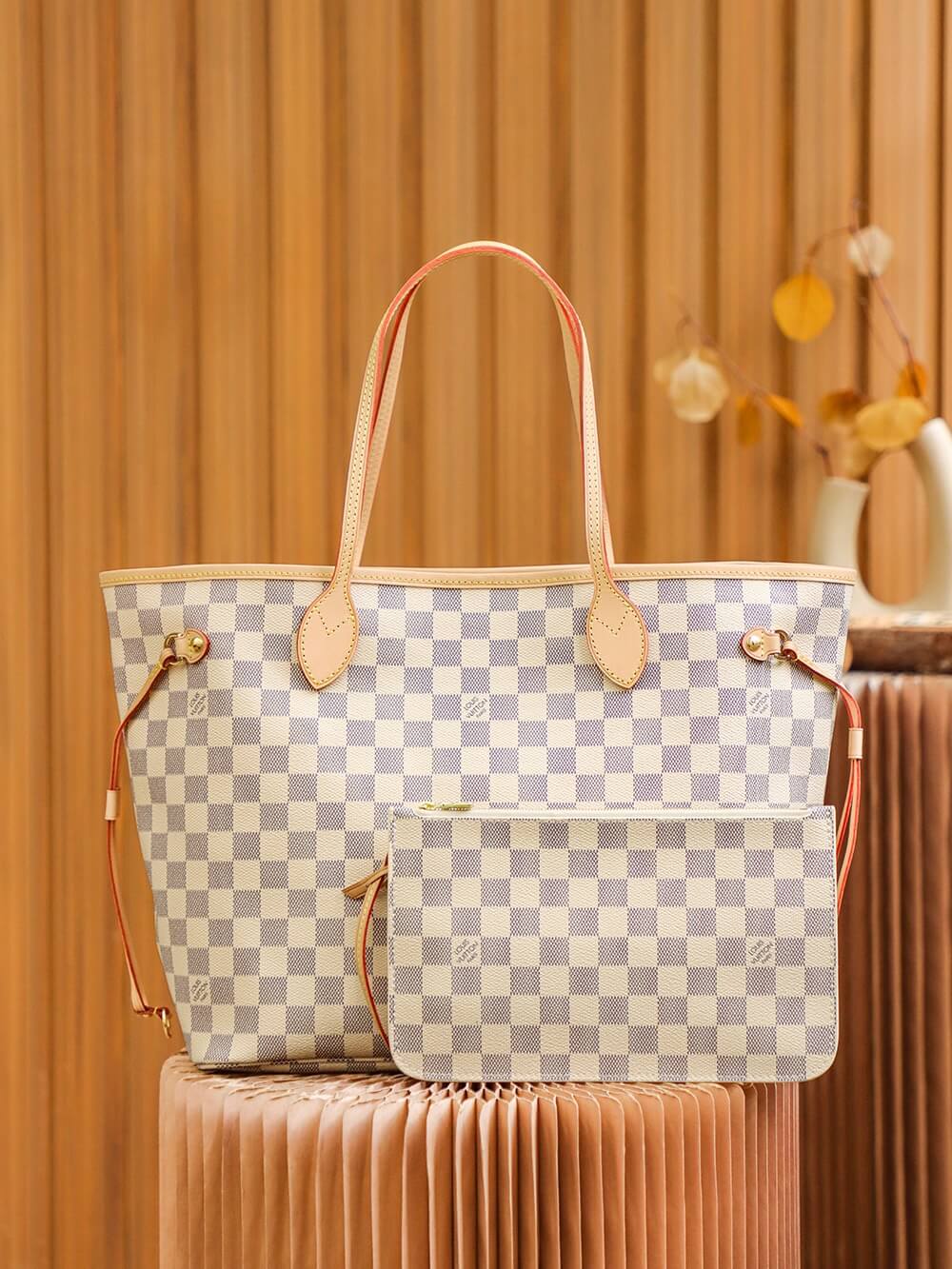 Wholesale Luxury Louis Vuitton Damier Azur Neverfull White Pm/Mm/Gm N41361 - Image 9