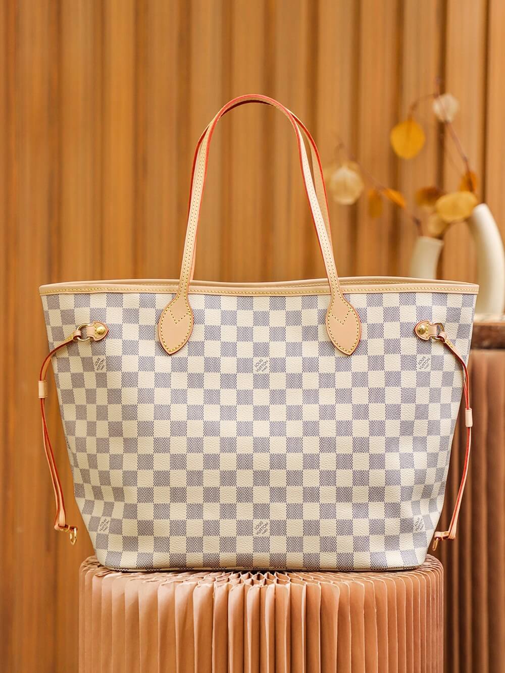 Wholesale Luxury Louis Vuitton Damier Azur Neverfull White Pm/Mm/Gm N41361 - Image 2