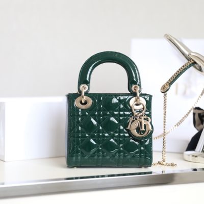 Wholesale Luxury Dior Mini Lady Dior Bag Emerald Green Patent Cannage Calfskin M0505Owcb_M81C