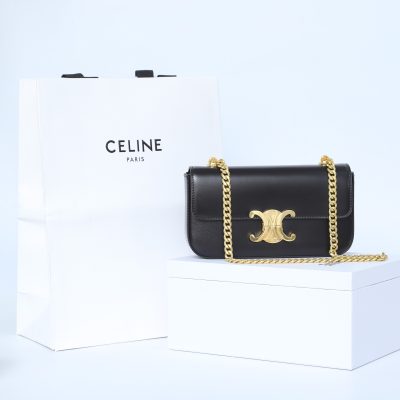 Wholesale Luxury Celine Chain Shoulder Bag Triomphe In Shiny Calfskin Gold