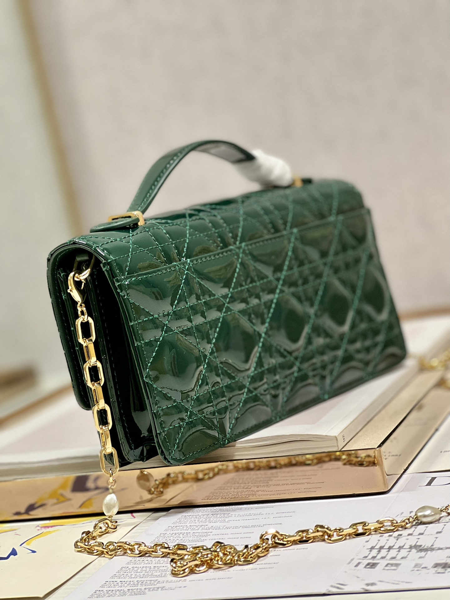 Wholesale Luxury Dior Miss Mini Bag Rose Pine Green Patent Cannage Calfskin - Image 6