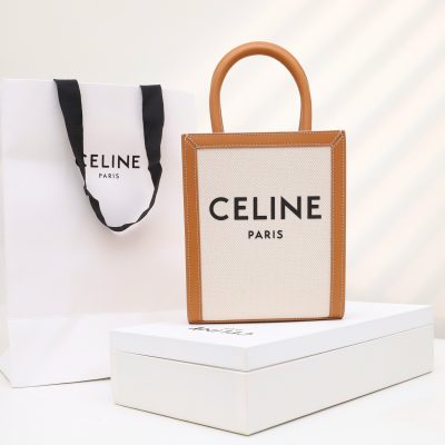 Wholesale Luxury Celine Mini Vertical Cabas Celine In Textile With Celine Print And Calfskin