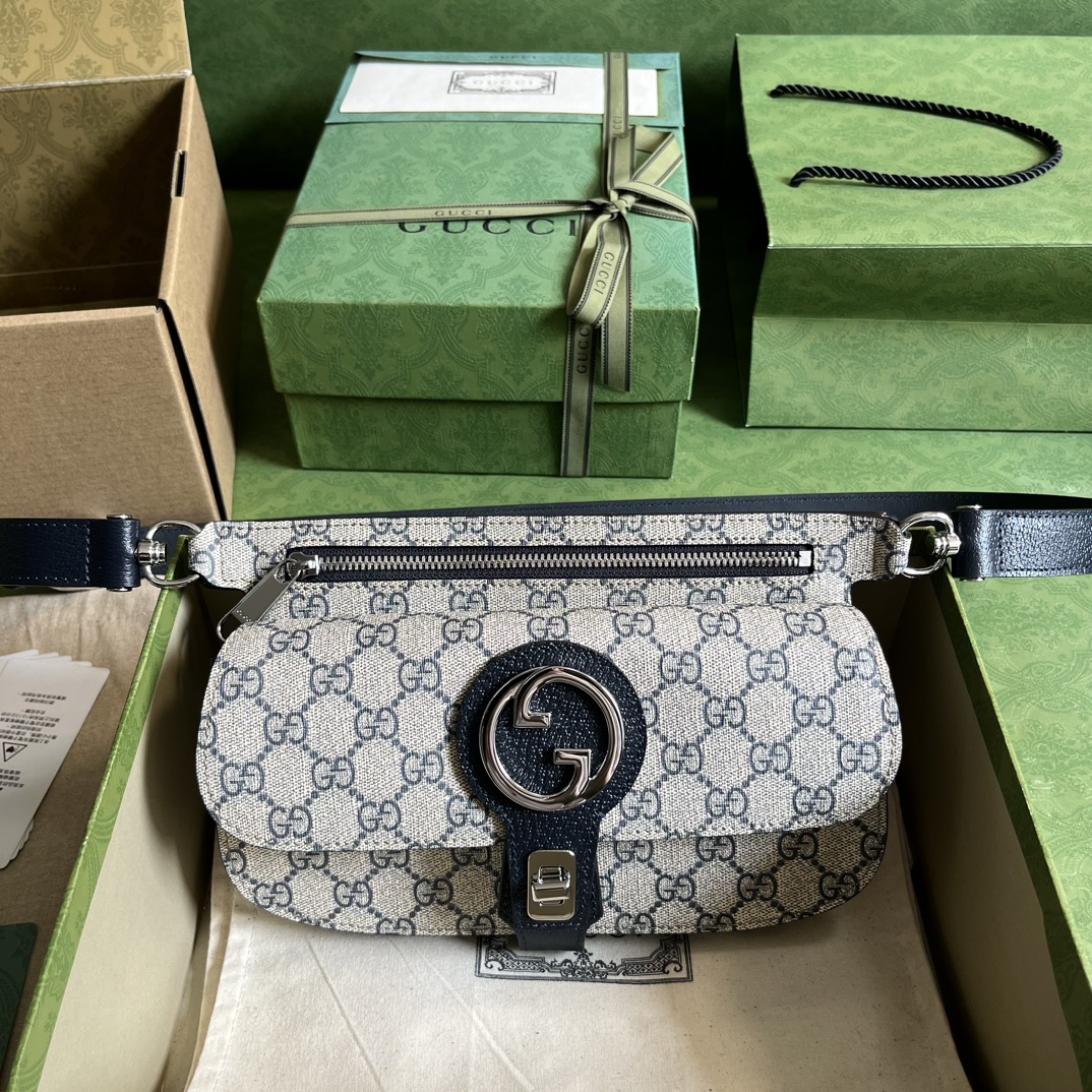 Wholesale Luxury Gucci Blondie Belt Bag Gg Supreme Canvas Grey 718154
