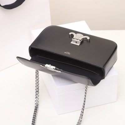 Alternative view of Wholesale Luxury Celine Chain Shoulder Bag Triomphe In Shiny Calfskin Sliver