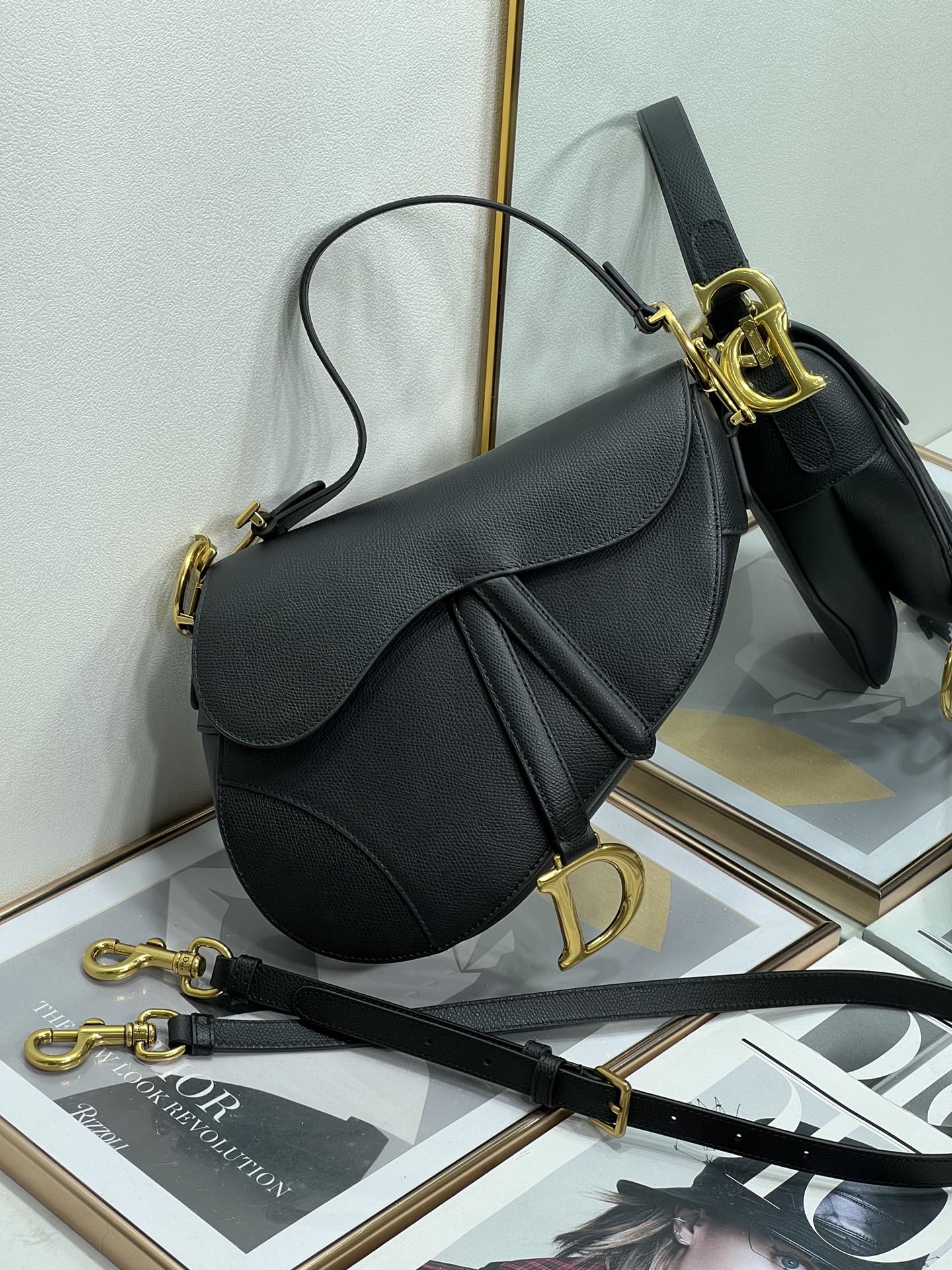 Wholesale Luxury Dior Saddle Bag Black Grained Calfskin M0455Cbaa_M900 - Image 7