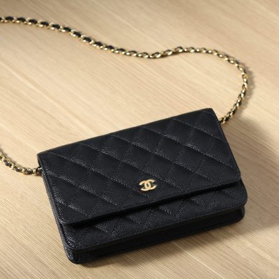 Wholesale Luxury Chanel Woc Gold Chain Black