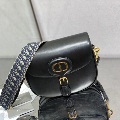 Wholesale Luxury Dior Large Bobby Bag Black Box Calfskin With Blue Dior Oblique Embroidered Strap M9320Ubby_M911