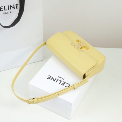 Alternative view of Wholesale Luxury Celine Shoulder Bag Triomphe In Shiny Calfskin Yellow