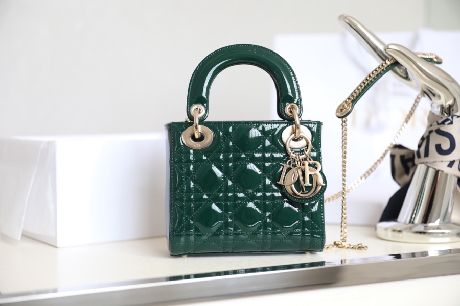 Wholesale Luxury Dior Mini Lady Dior Bag Emerald Green Patent Cannage Calfskin M0505Owcb_M81C - Image 8