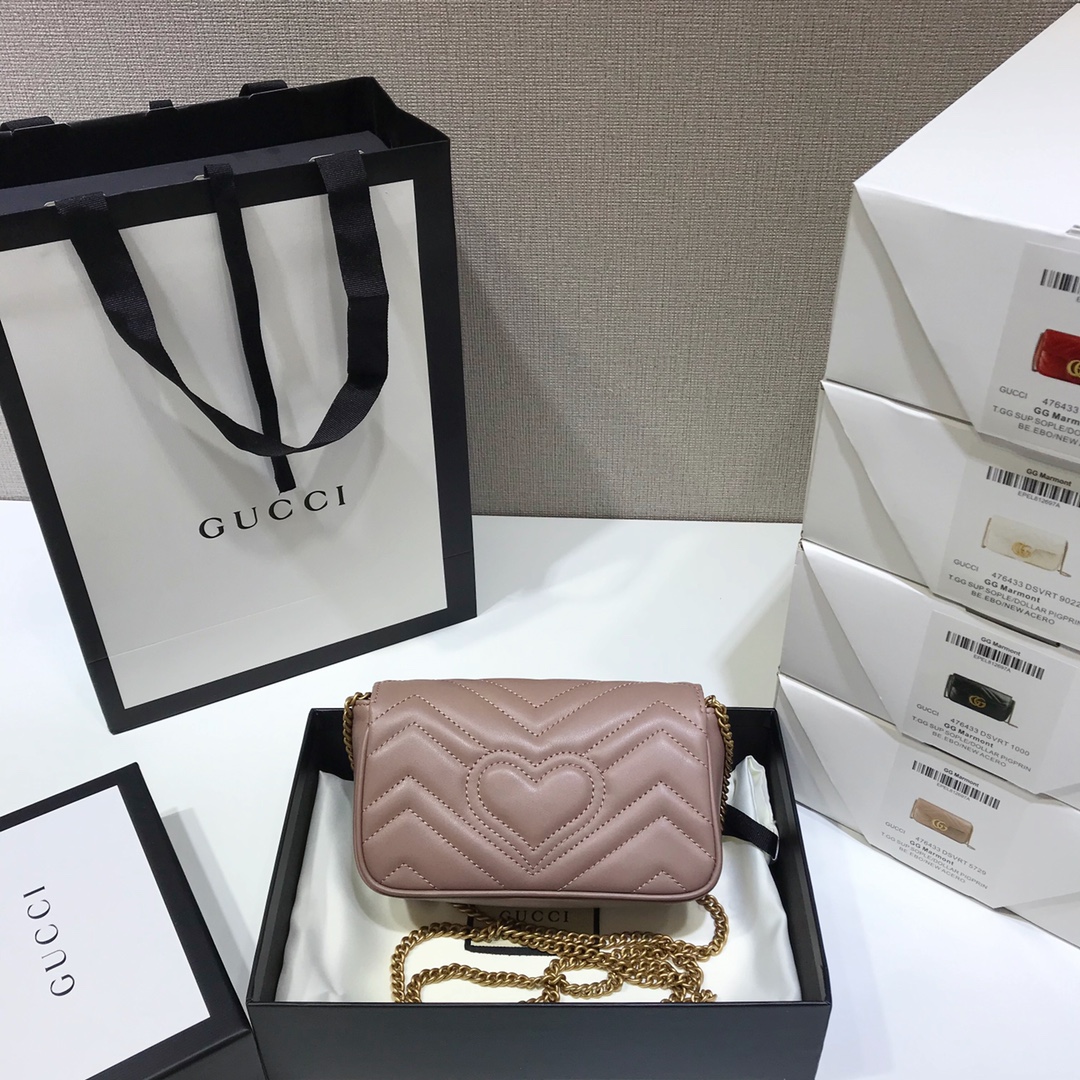 Wholesale Luxury Gucci Gg Marmont Matelasse Super Mini Bag Light Purple 476433 - Image 7