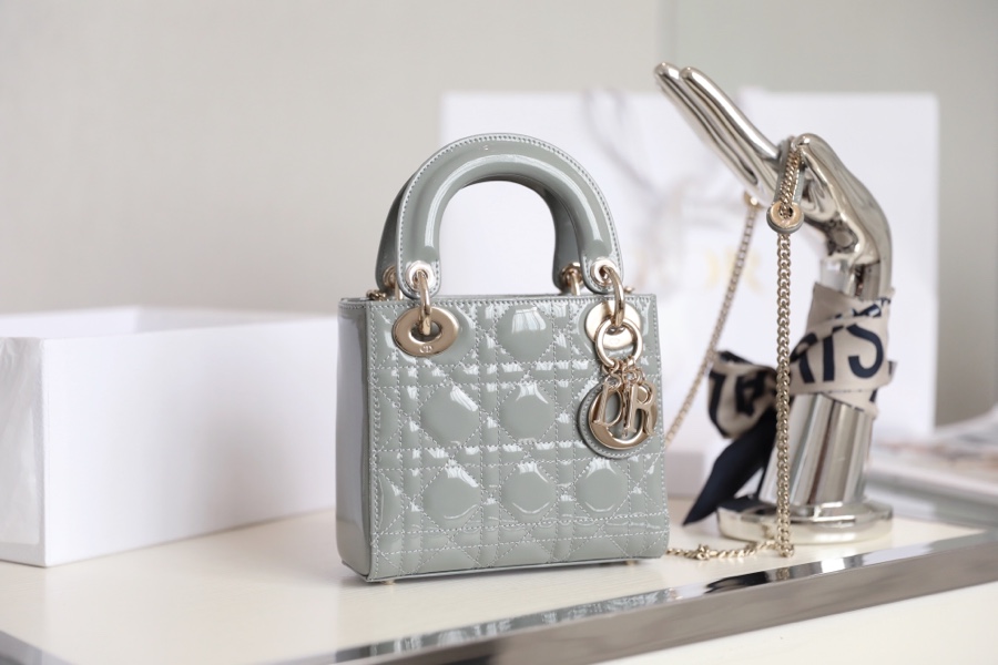 Wholesale Luxury Dior Mini Lady Dior Bag Cloud Blue Patent Cannage Calfskin M0505Owcb_M81B