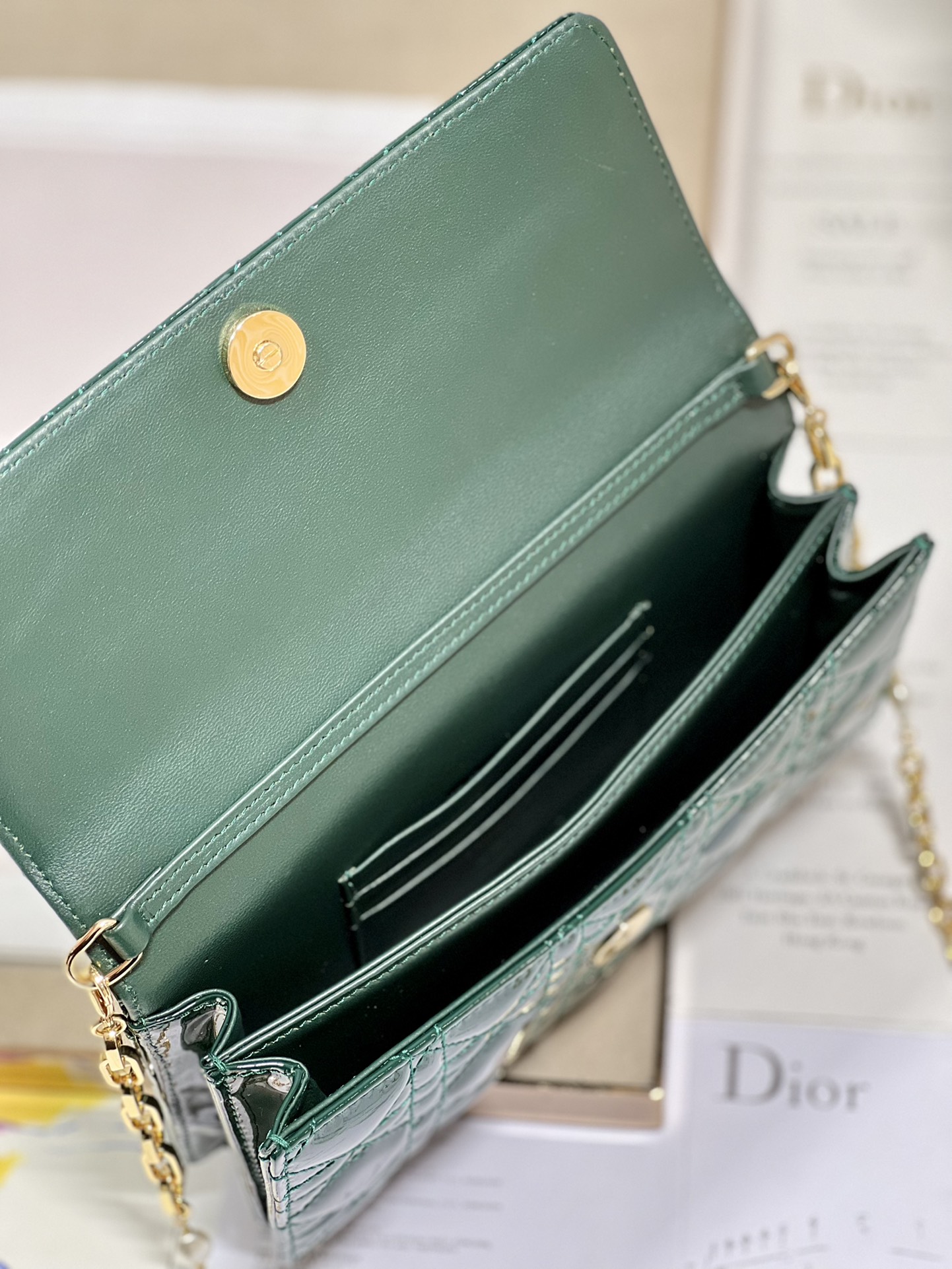 Wholesale Luxury Dior Miss Mini Bag Rose Pine Green Patent Cannage Calfskin - Image 3
