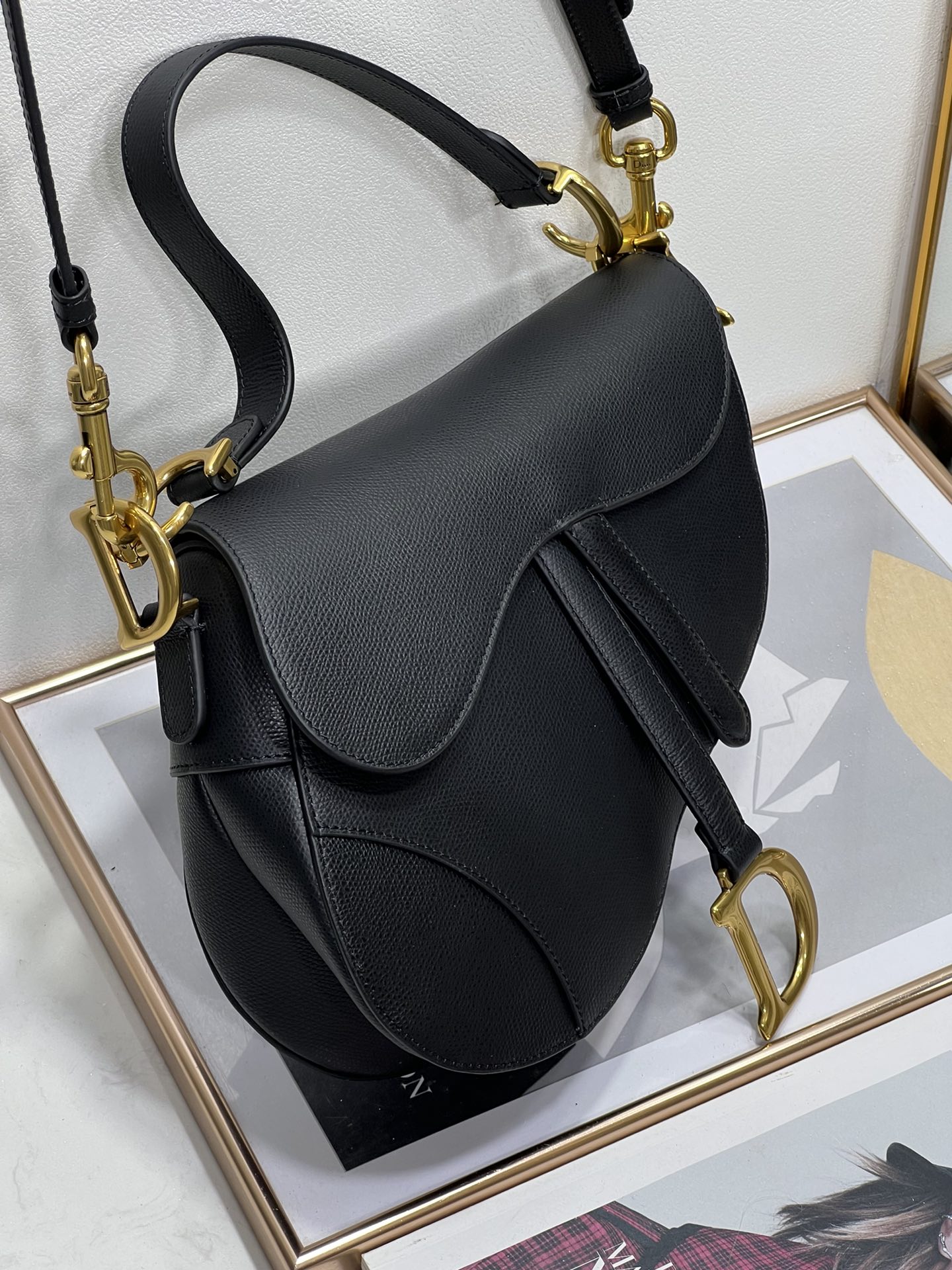 Wholesale Luxury Dior Saddle Bag Black Grained Calfskin M0455Cbaa_M900 - Image 5