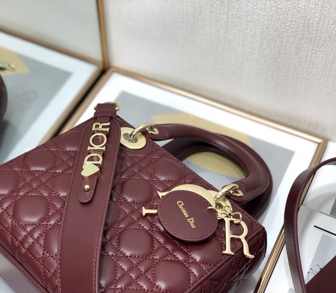 Wholesale Luxury Dior Medium Lady Dior Bag Cherry Red Patent Cannage Calfskin M0565Owcb_M323 - Image 4