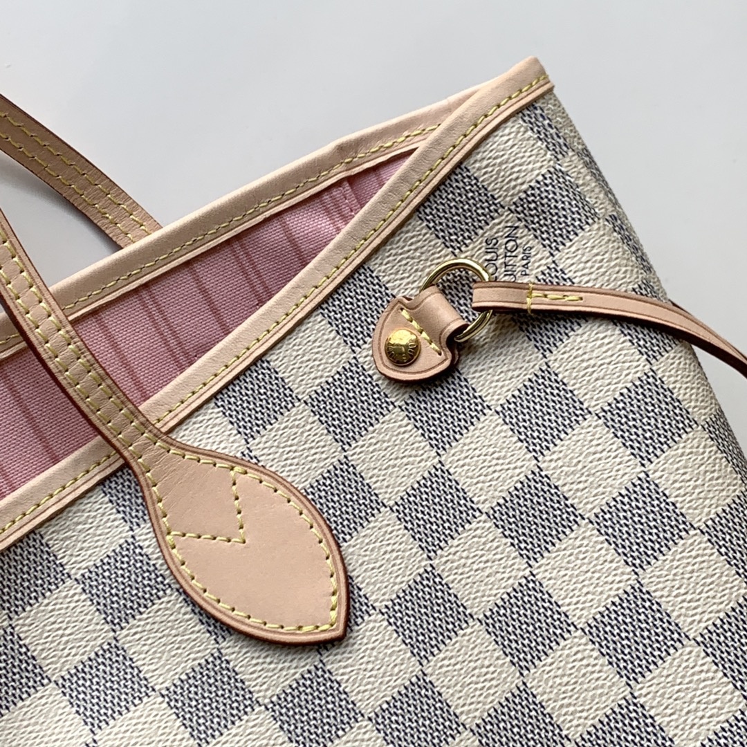 Wholesale Luxury Louis Vuitton Damier Azur Neverfull Pink Pm/Mm/Gm M41603 - Image 7