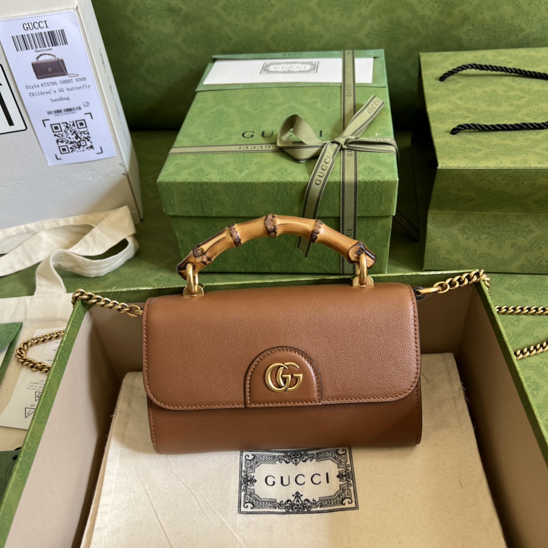 Wholesale Luxury Gucci Gg Small Top Handle Bag With Bamboo 675794