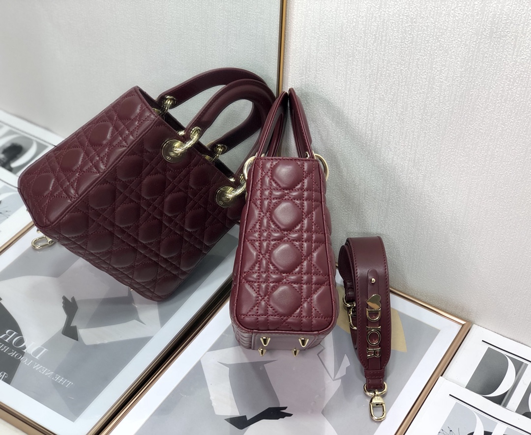 Wholesale Luxury Dior Medium Lady Dior Bag Cherry Red Patent Cannage Calfskin M0565Owcb_M323 - Image 9