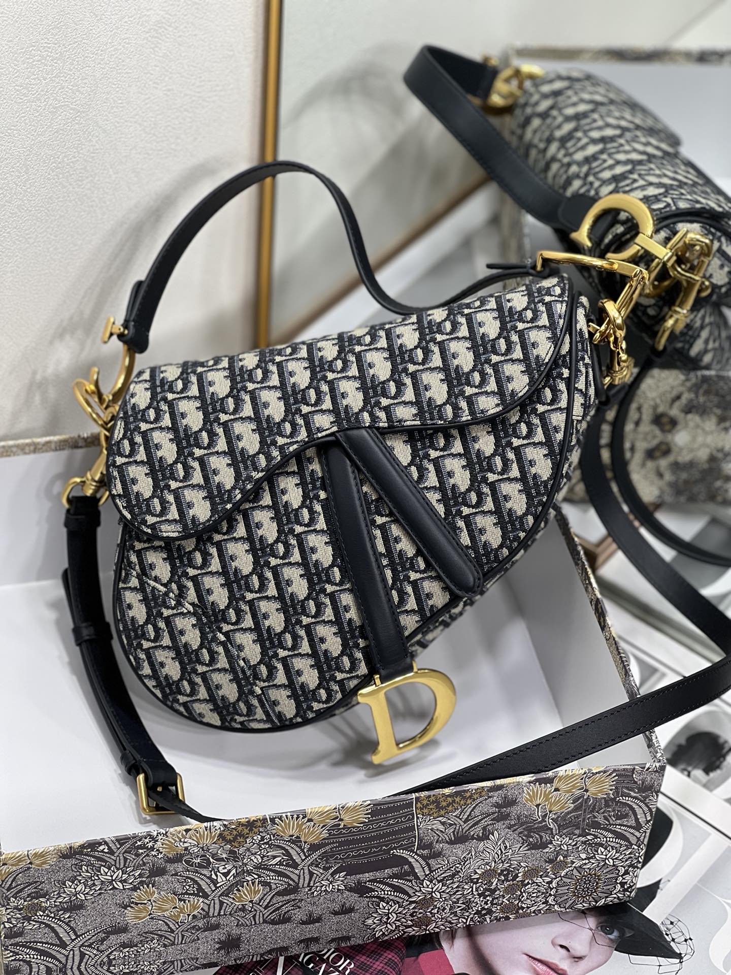 Wholesale Luxury Dior Saddle Bag Blue Dior Oblique Embroidery M0446Criw M928