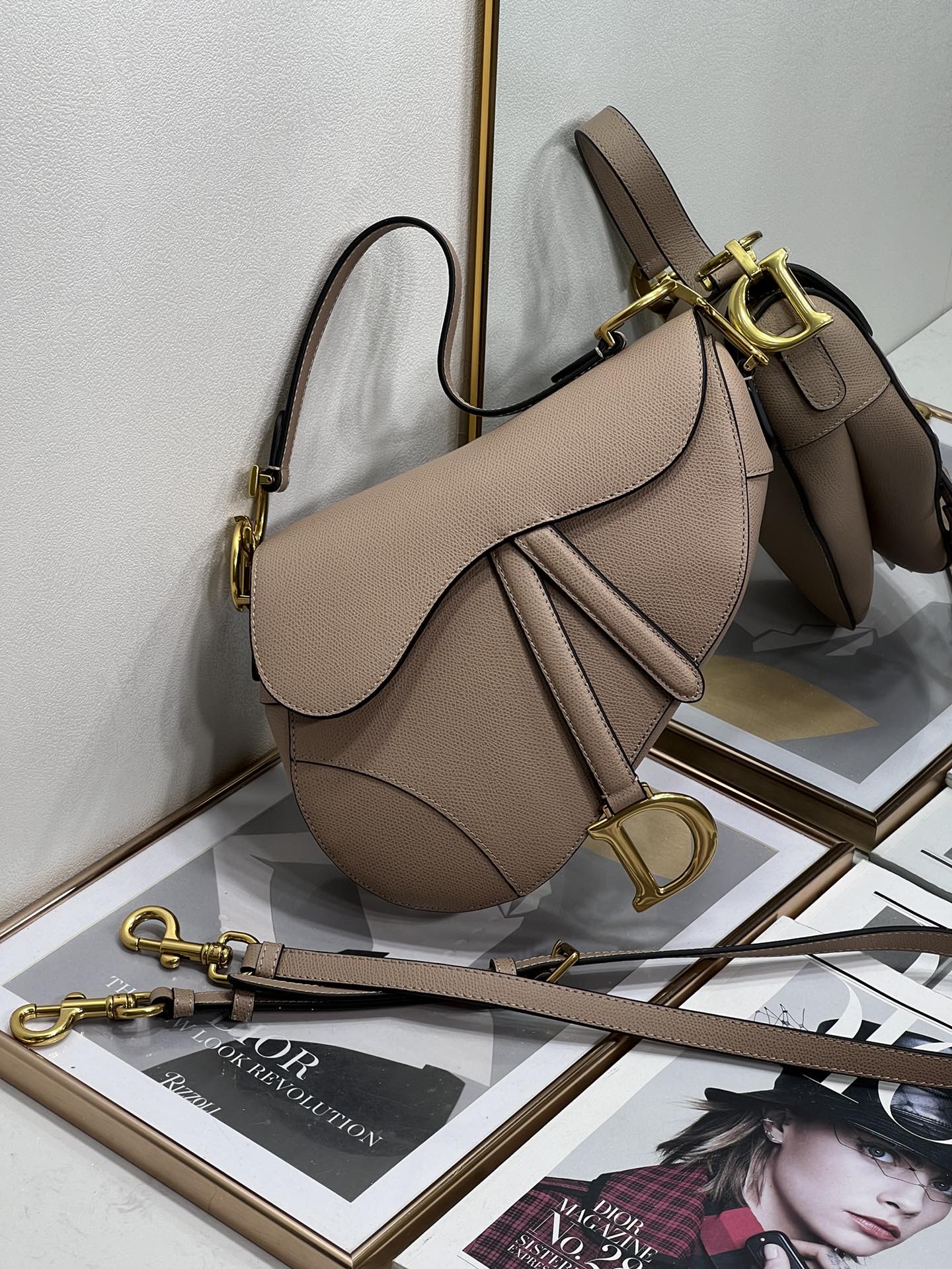 Wholesale Luxury Dior Saddle Bag Sand Pink Grained Calfskin M0455Cbaa_M84P - Image 5