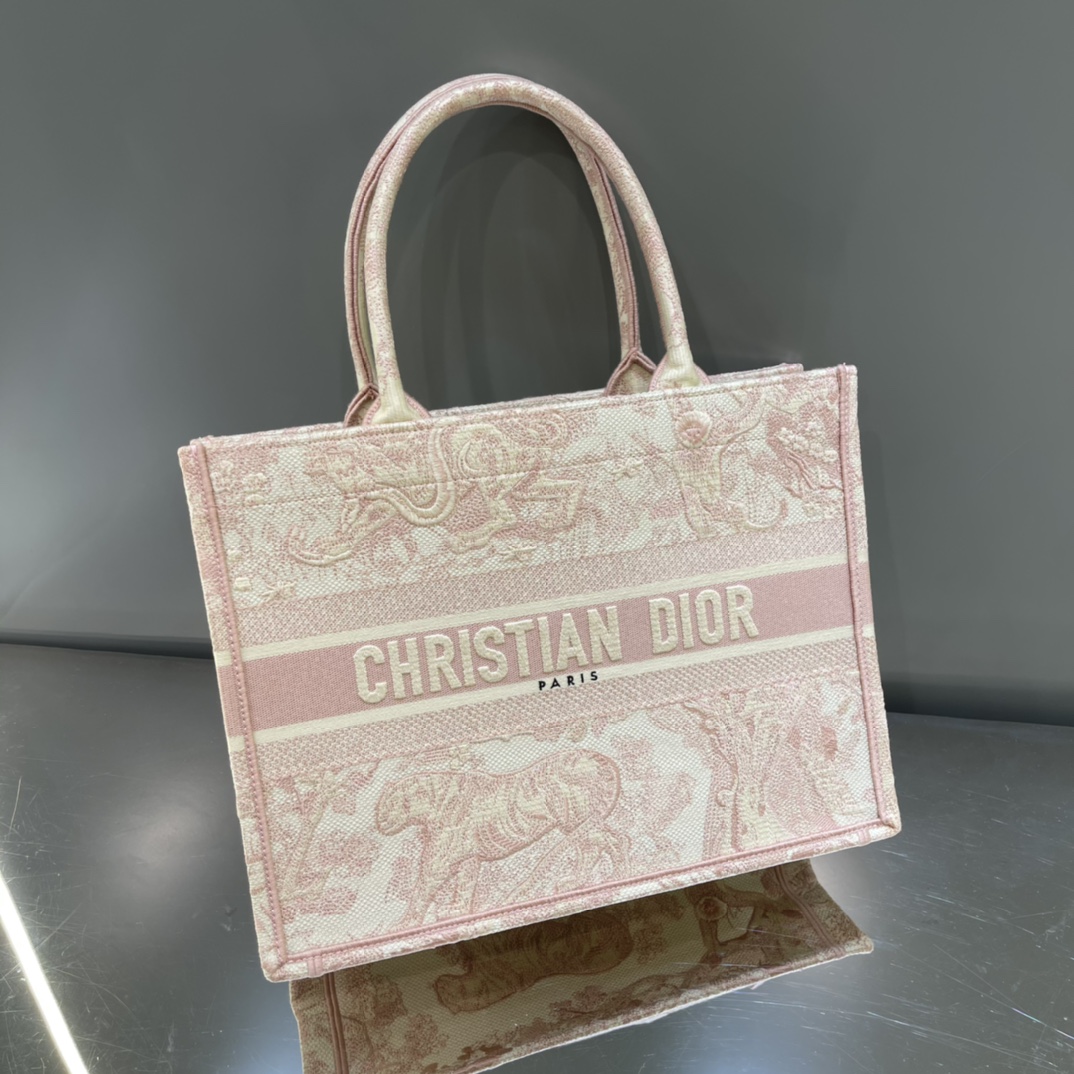 Wholesale Luxury Dior Book Tote Medium Pink Toile De Jouy Embroidery M1296Ztdt_M956 - Image 9
