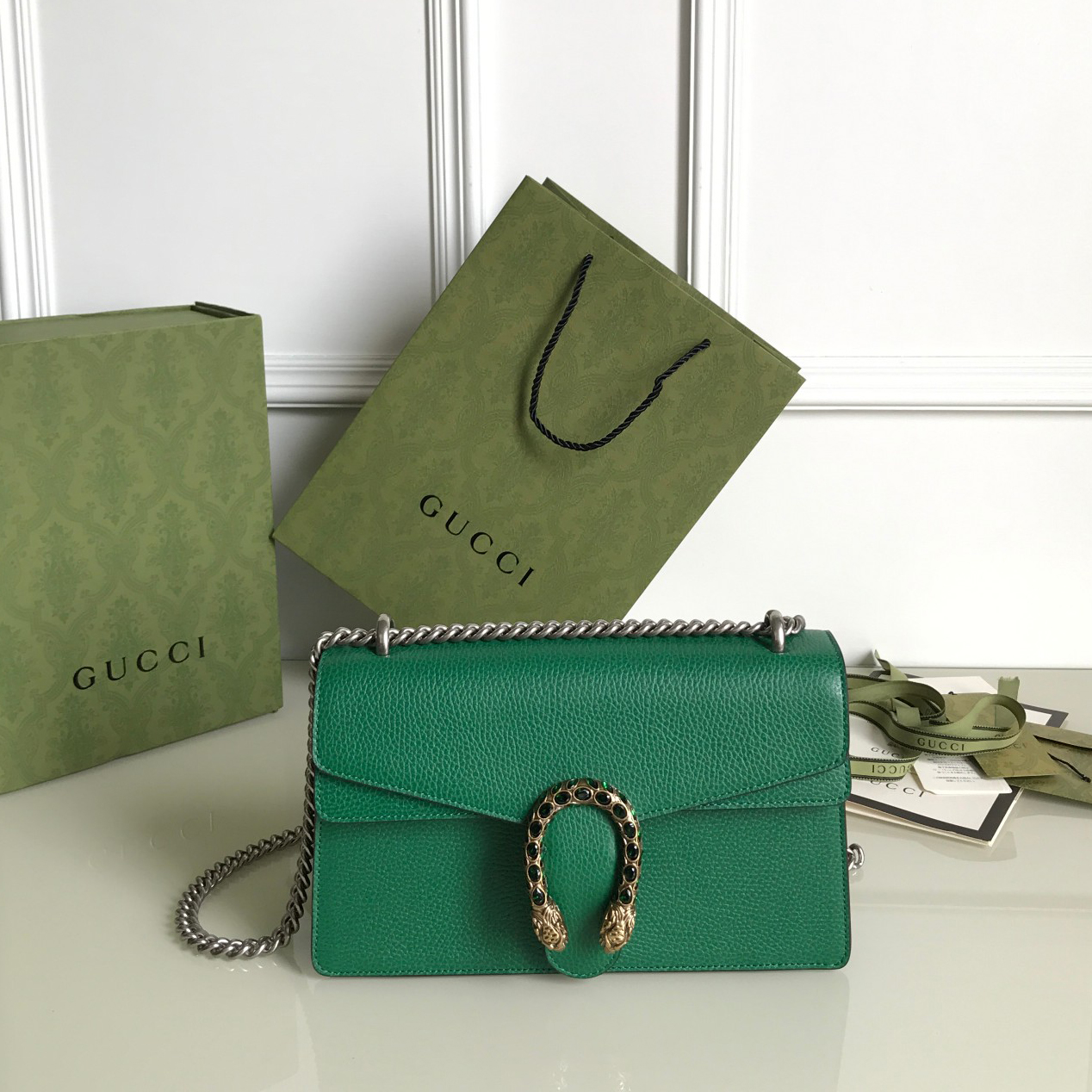 Wholesale Luxury Gucci Dionysus Small Shoulder Bag Forest Green 400249