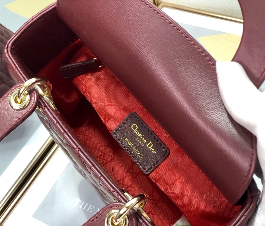 Wholesale Luxury Dior Medium Lady Dior Bag Cherry Red Patent Cannage Calfskin M0565Owcb_M323 - Image 2