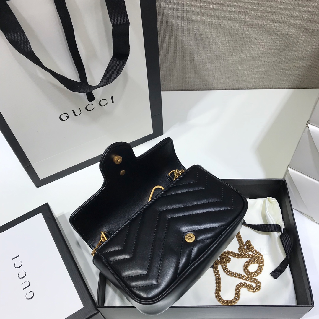 Wholesale Luxury Gucci Gg Marmont Matelasse Super Mini Bag Black 476433 - Image 4