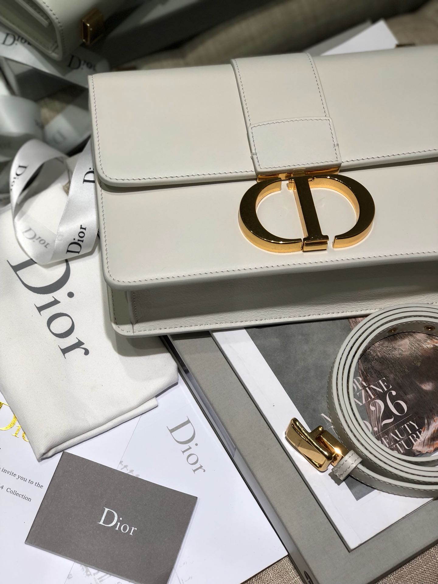 Wholesale Luxury Dior30 Montaigne Bag Latte Box Calfskin - Image 5