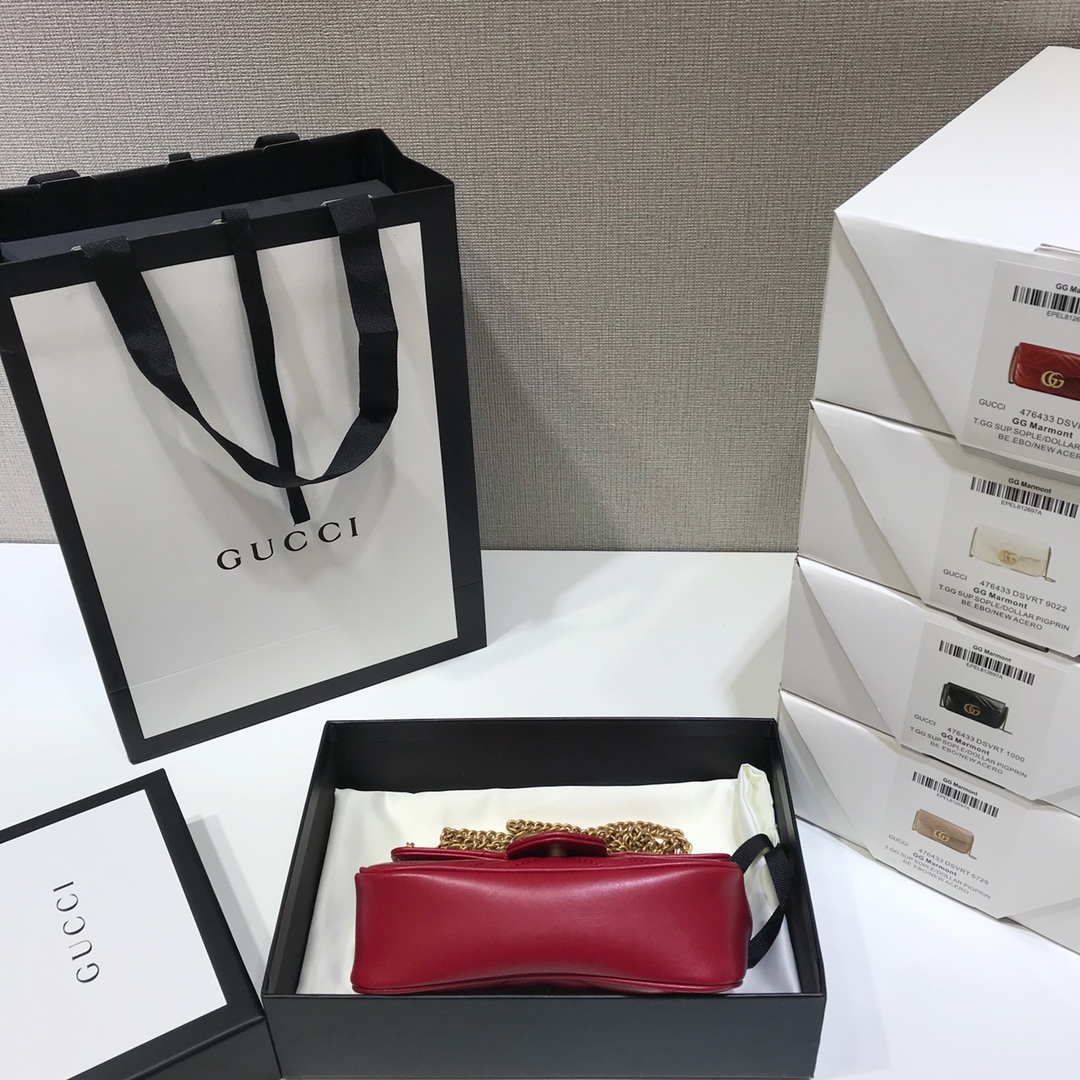 Wholesale Luxury Gucci Gg Marmont Matelasse Super Mini Bag Red 476433 - Image 6