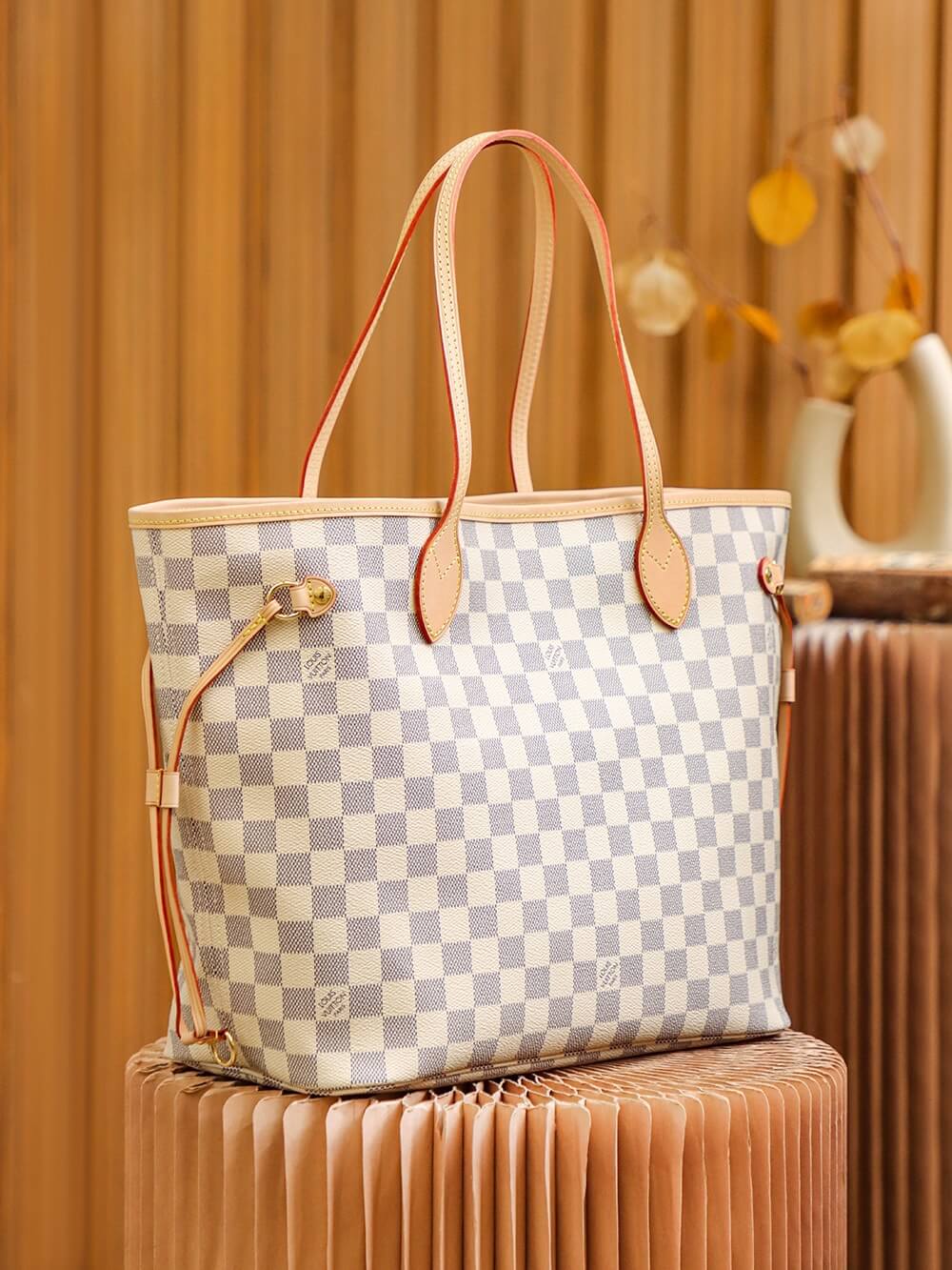 Wholesale Luxury Louis Vuitton Damier Azur Neverfull White Pm/Mm/Gm N41361 - Image 5