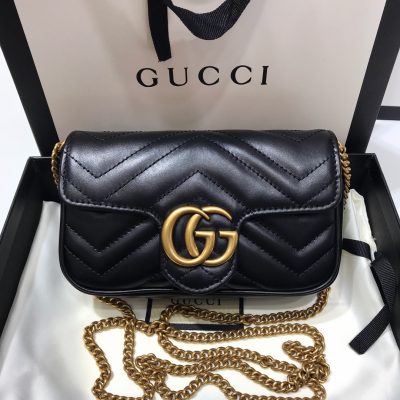 Wholesale Luxury Gucci Gg Marmont Matelasse Super Mini Bag Black 476433