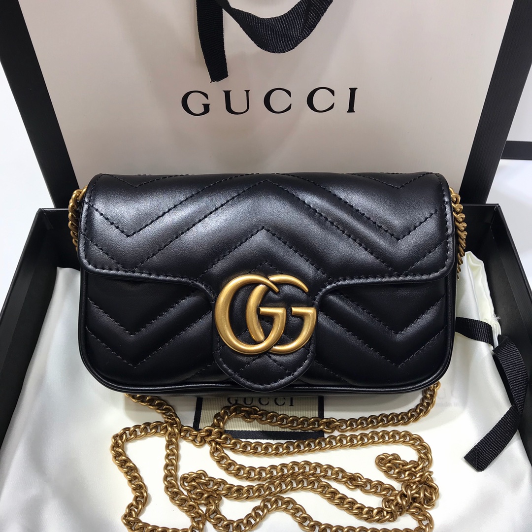 Wholesale Luxury Gucci Gg Marmont Matelasse Super Mini Bag Black 476433