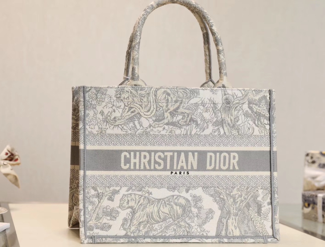 Wholesale Luxury Dior Book Tote Gray Toile De Jouy Embroidery - Image 8