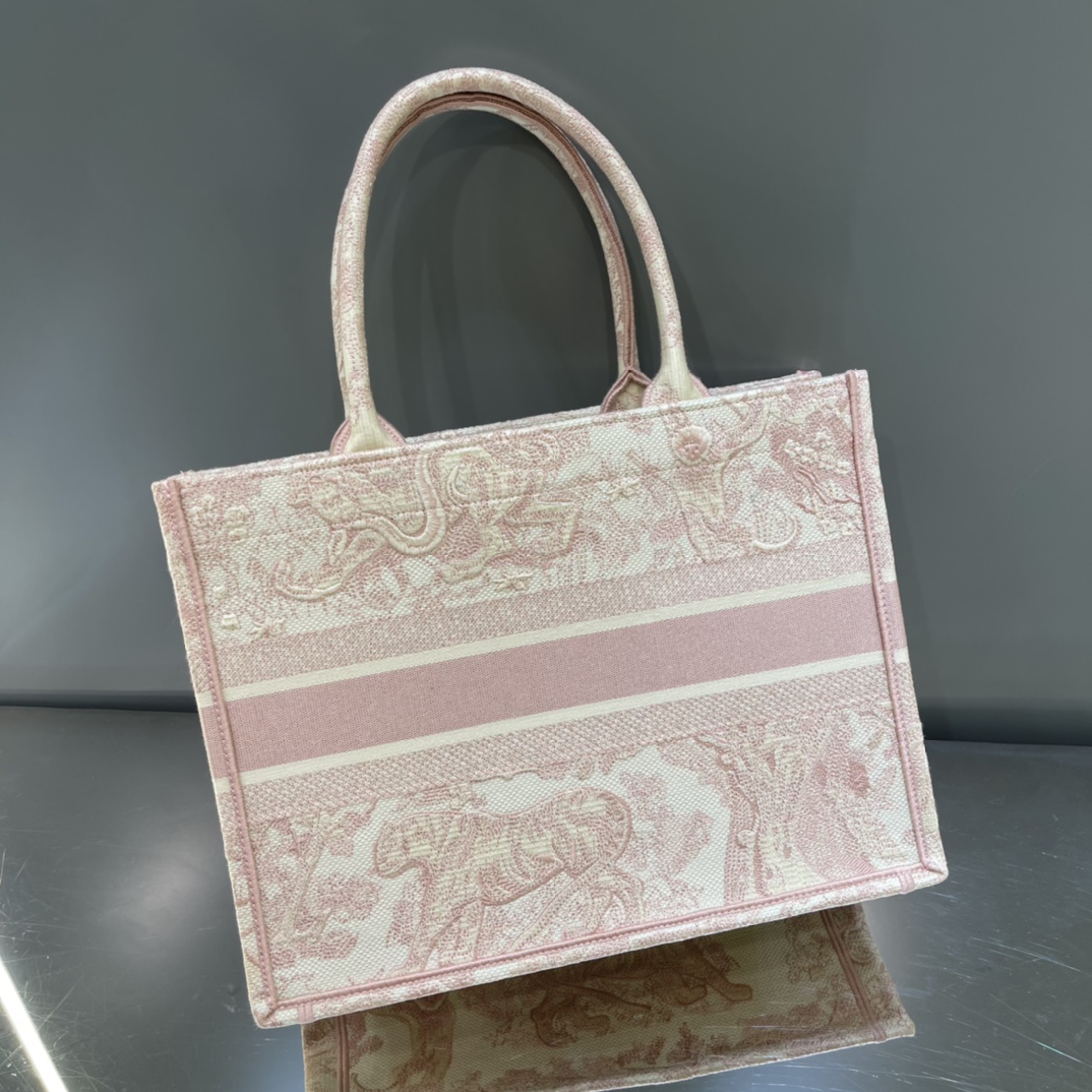 Wholesale Luxury Dior Book Tote Medium Pink Toile De Jouy Embroidery M1296Ztdt_M956 - Image 7